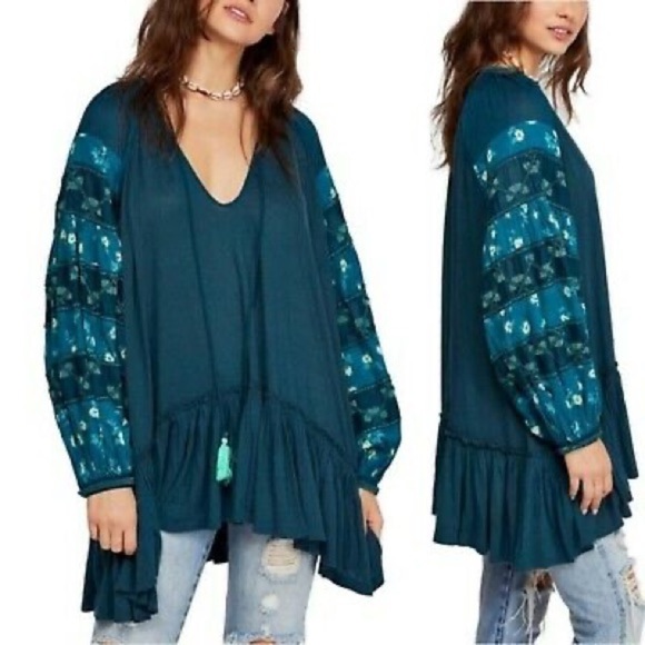 💕x4HP💕Free People mix it up tunic teal dress - Picture 5 of 13